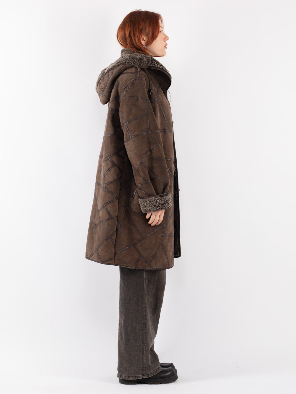 Vintage 90's Women Sheepskin Coat in Brown