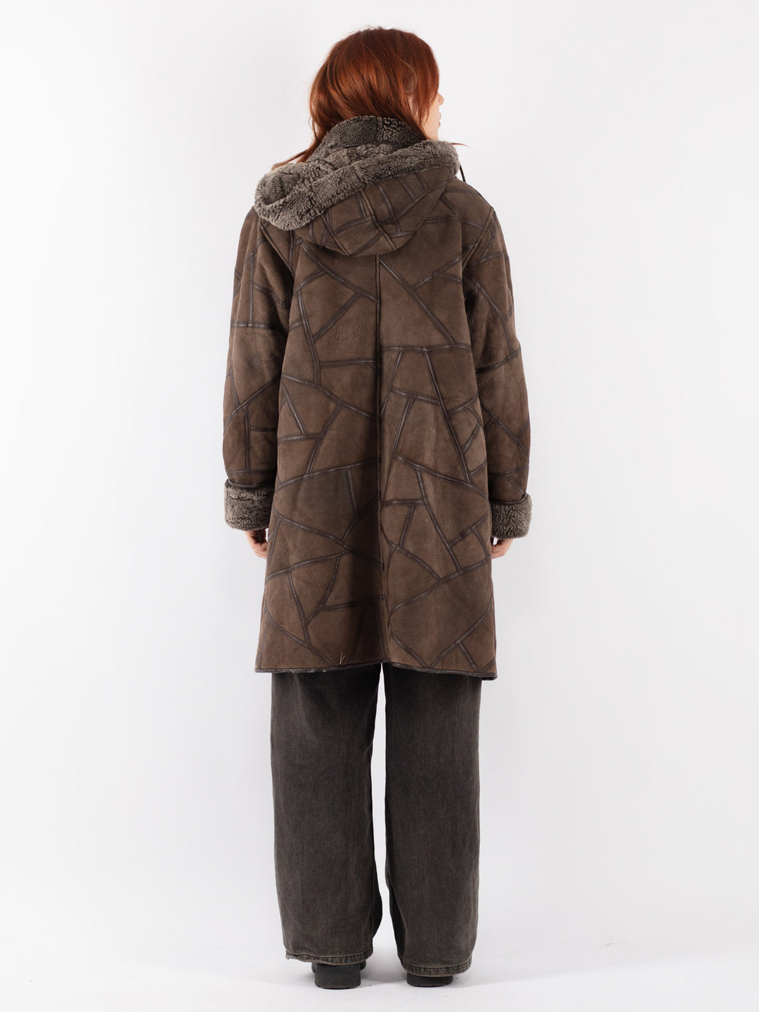 Vintage 90's Women Sheepskin Coat in Brown