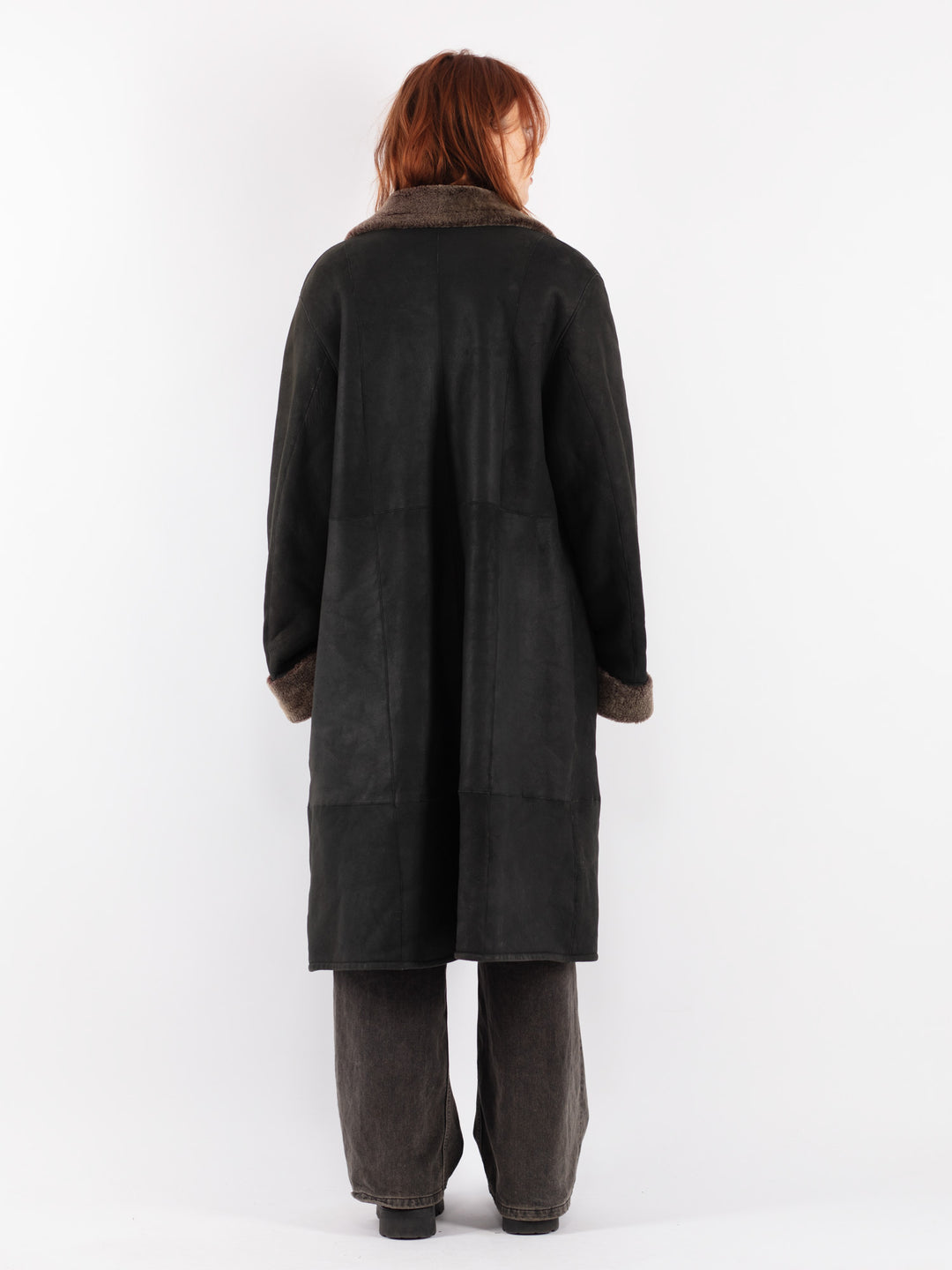 Vintage 90's Women Sheepskin Coat in Black