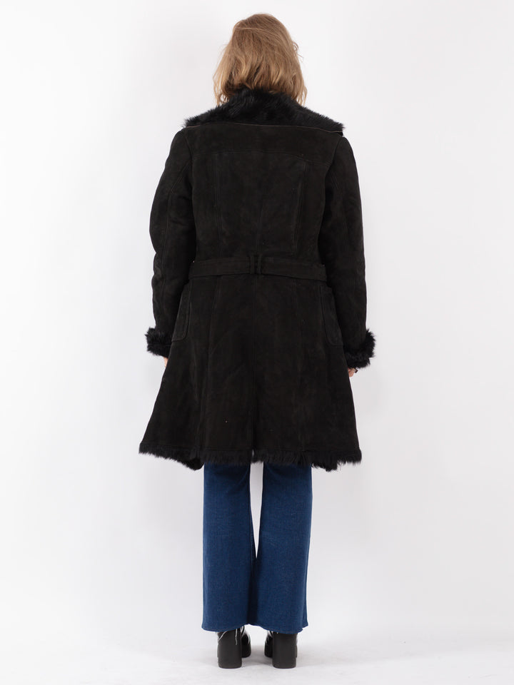 Vintage 90's Women Sheepskin Shearling Coat in