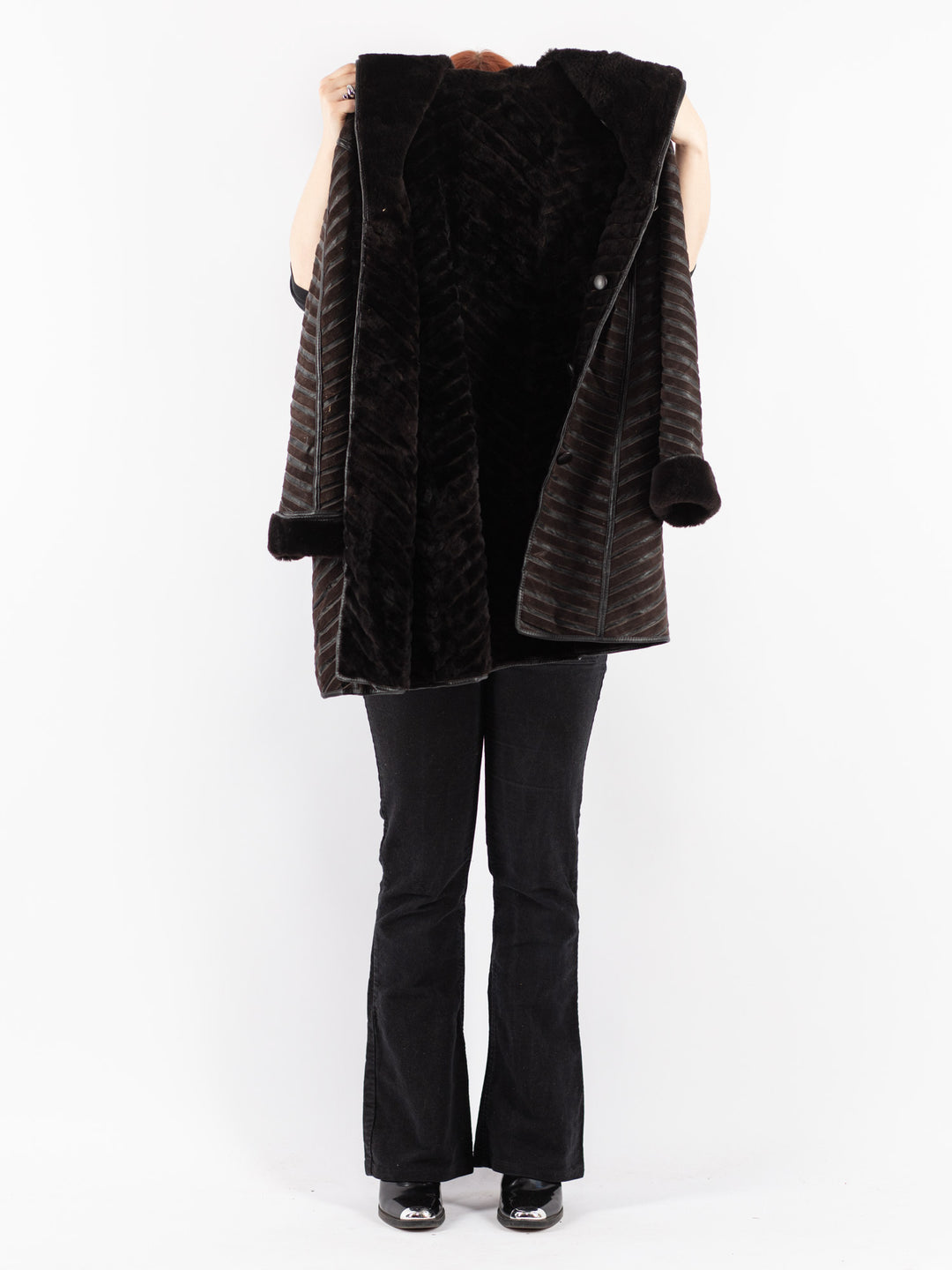 Vintage 90's Women Sheepskin Coat in Brown