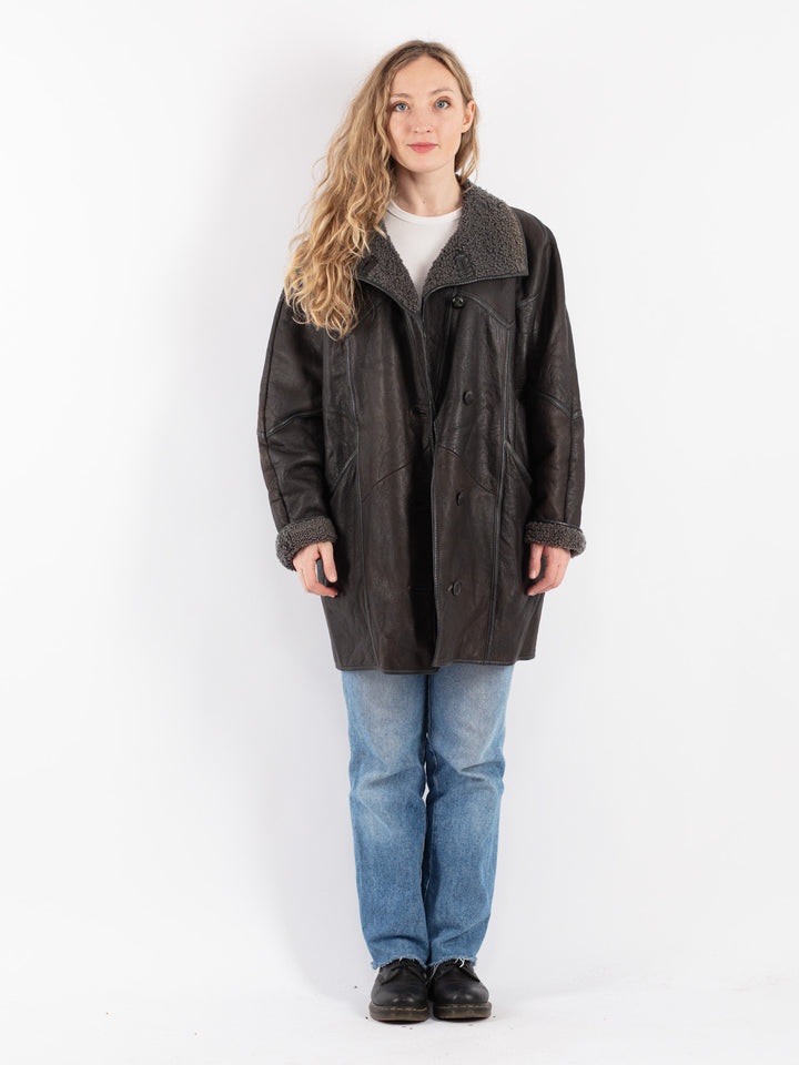 Vintage 90's Women Sheepskin Coat in BrownV9098