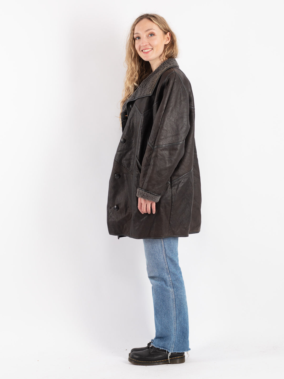 Vintage 90's Women Sheepskin Coat in BrownV9098