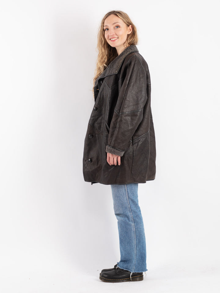 Vintage 90's Women Sheepskin Coat in BrownV9098