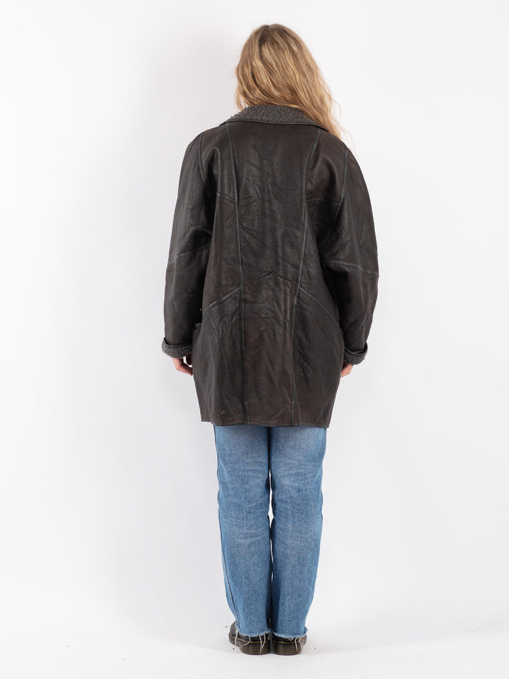 Vintage 90's Women Sheepskin Coat in BrownV9098