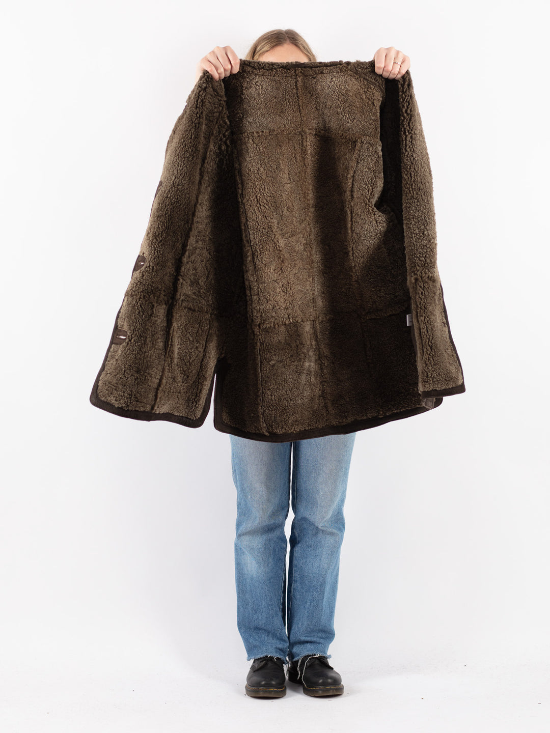 Vintage 90's Women Sheepskin Coat in Brown