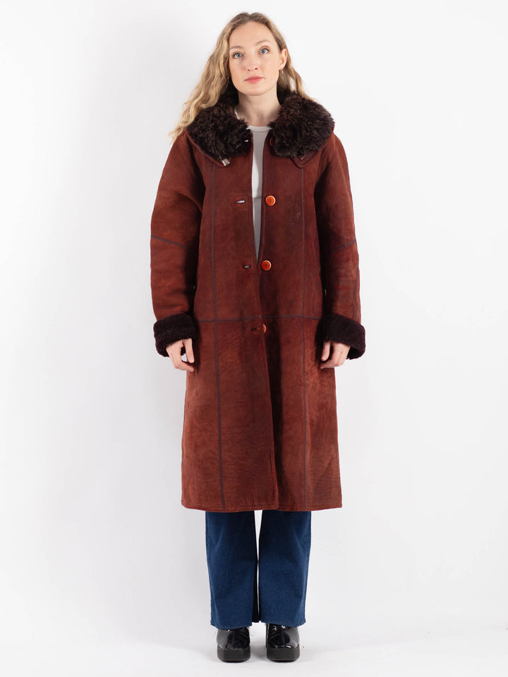 Vintage 90's Women Sheepskin Coat in RedV9204