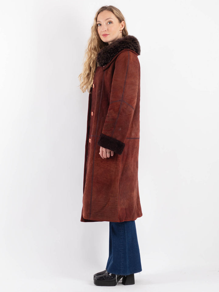 Vintage 90's Women Sheepskin Coat in RedV9204