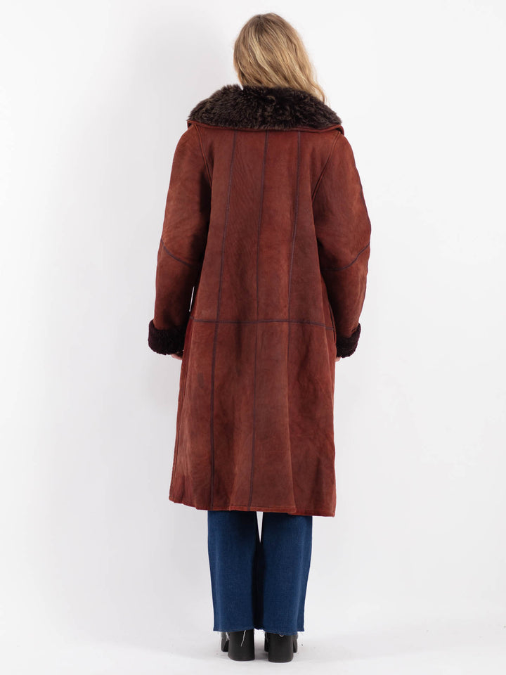 Vintage 90's Women Sheepskin Coat in RedV9204