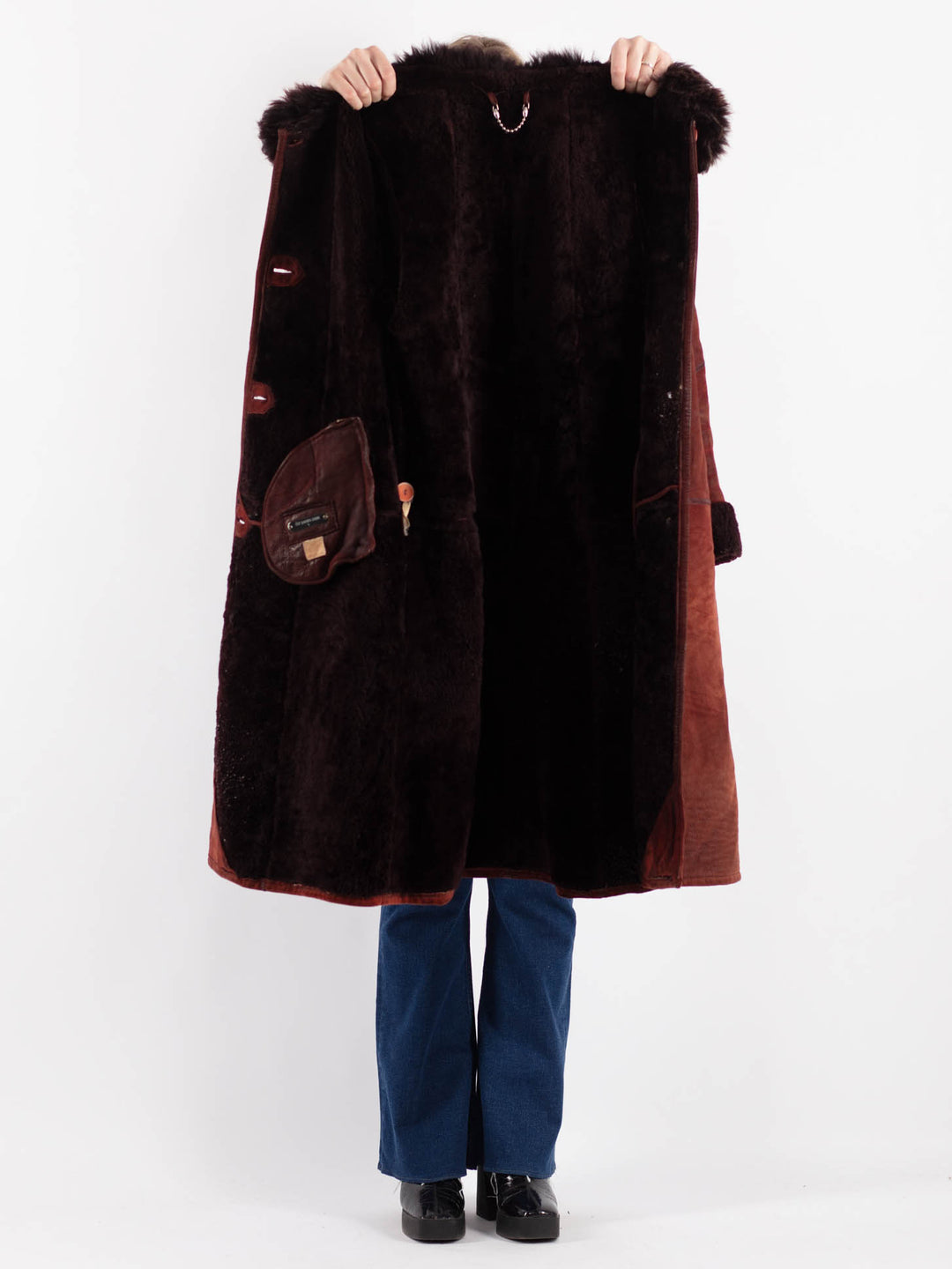 Vintage 90's Women Sheepskin Coat in RedV9204
