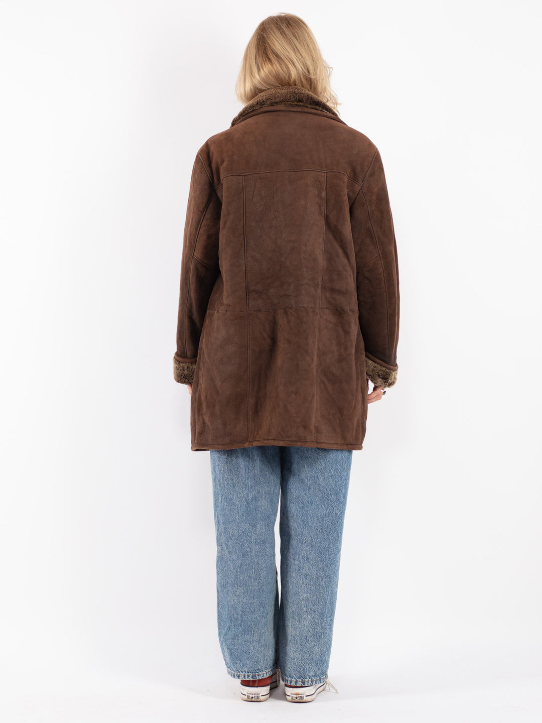 Vintage 90's Women Sheepskin Coat in Brown