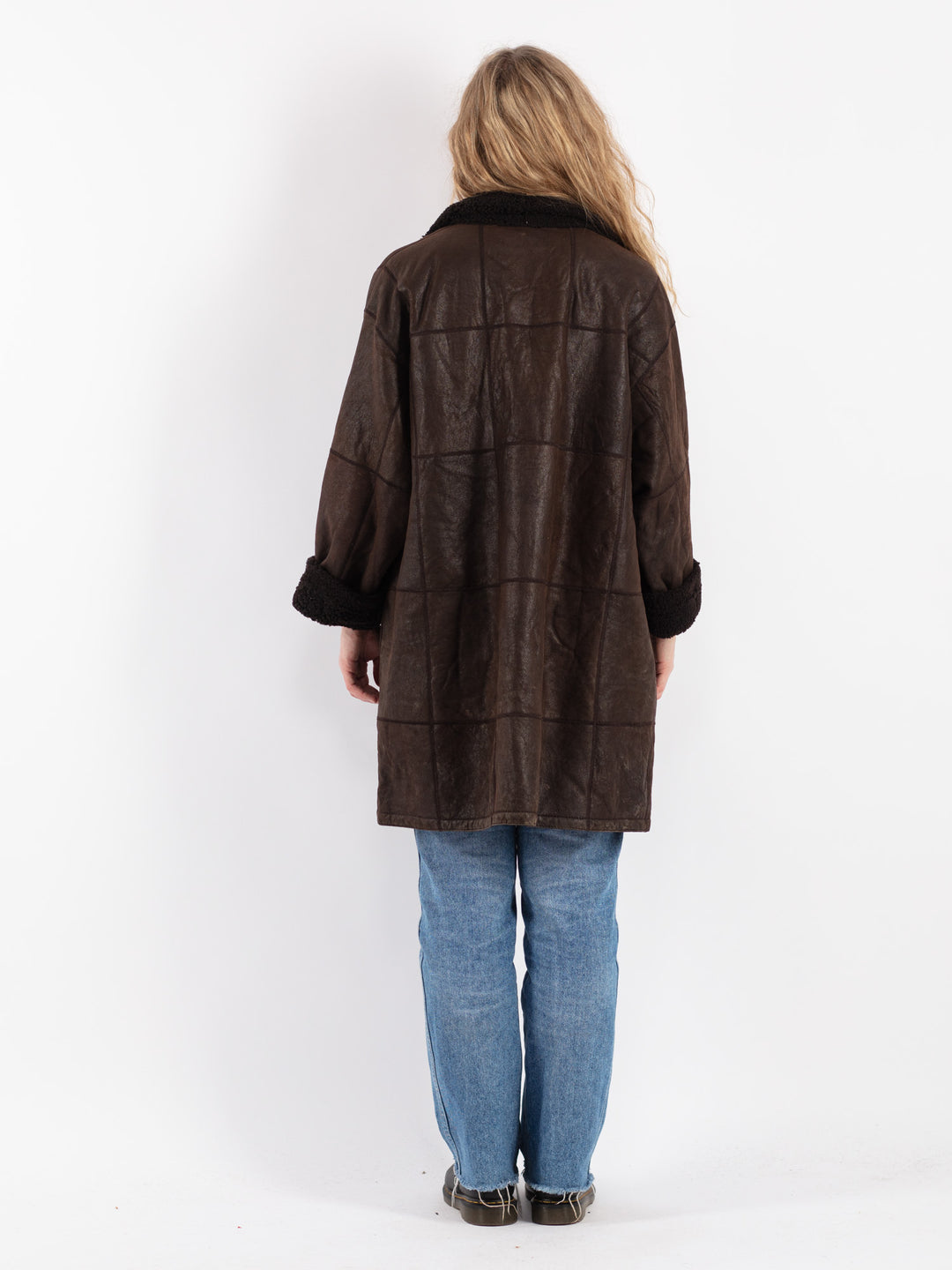 Vintage 90's Women Sheepskin Coat in Brown