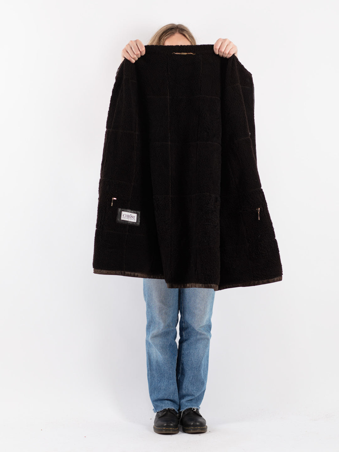 Vintage 90's Women Sheepskin Coat in Brown