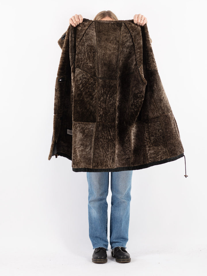 Vintage 90's Women Sheepskin Coat in Black