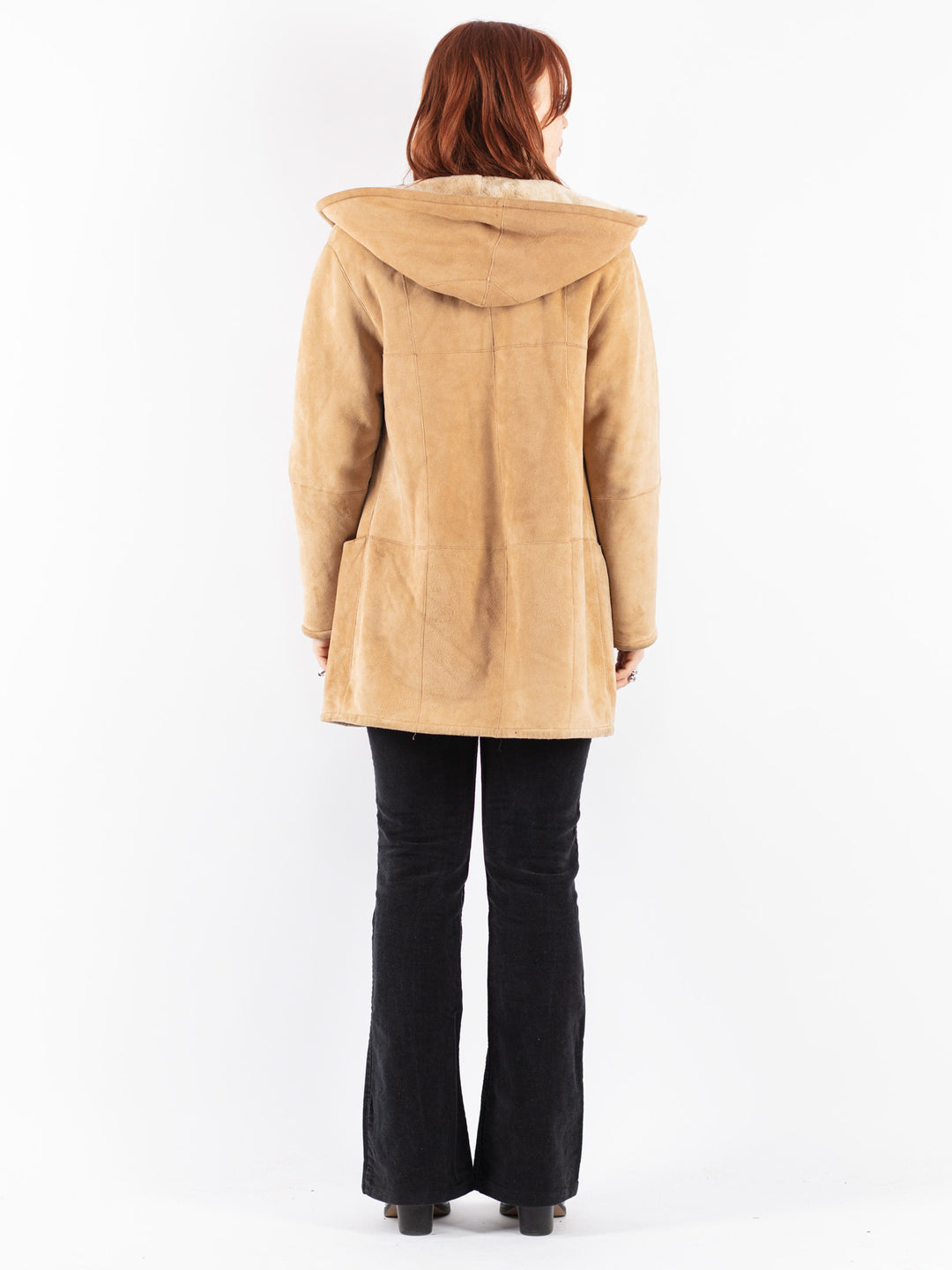 Vintage 90's Women Sheepskin Coat in Beige
