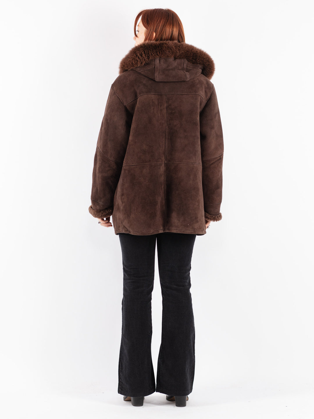 Vintage 90's Women Sheepskin Coat in Brown