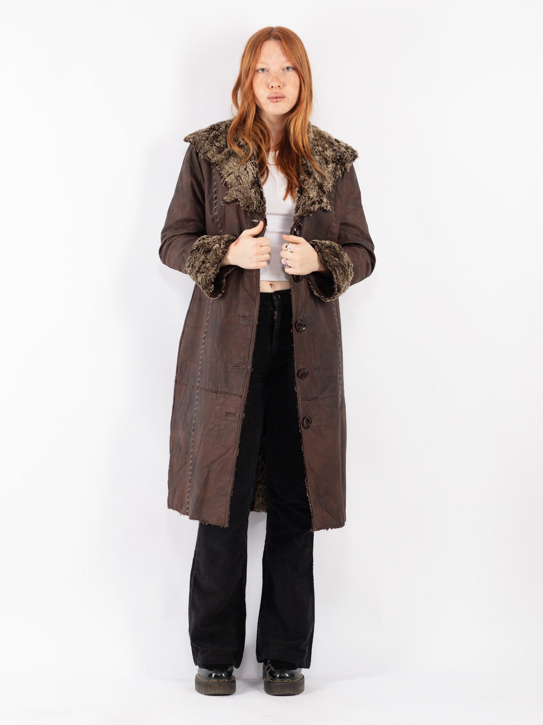 Vintage 90's Women Sherpa Coat in Brown