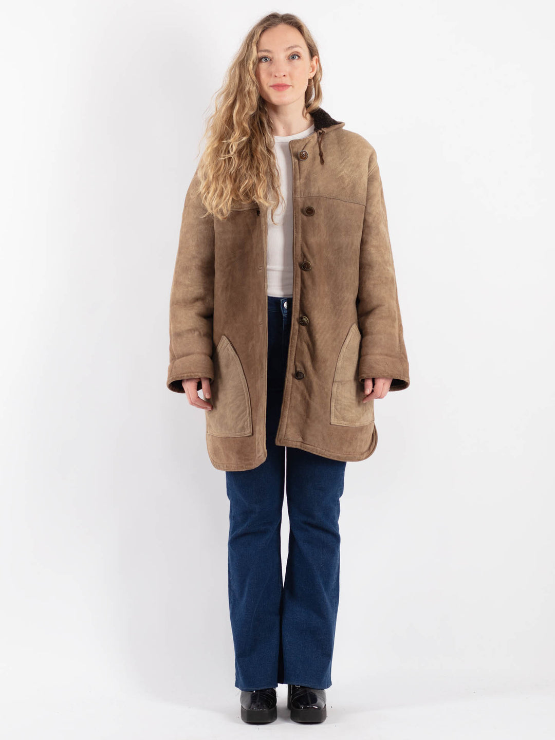 Vintage 90's Women Sheepskin in BeigeV9208