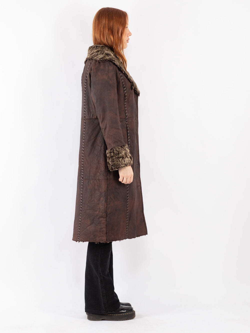 Vintage 90's Women Sherpa Coat in Brown