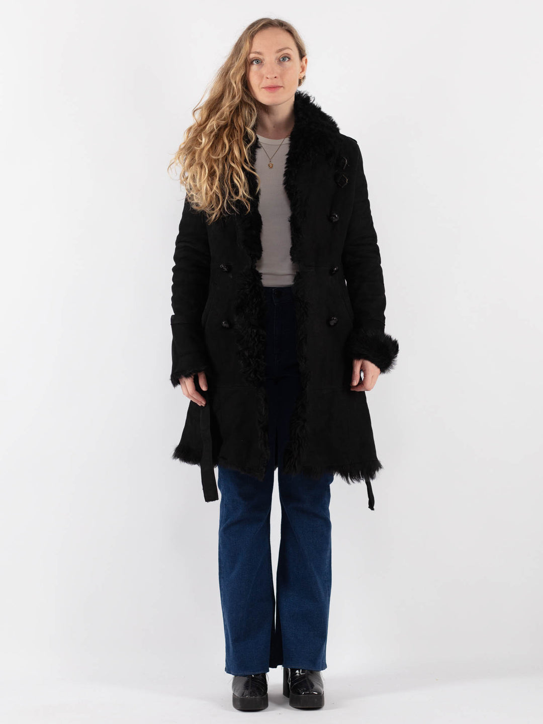 Vintage 90's Women Sheepskin in BlackV9415