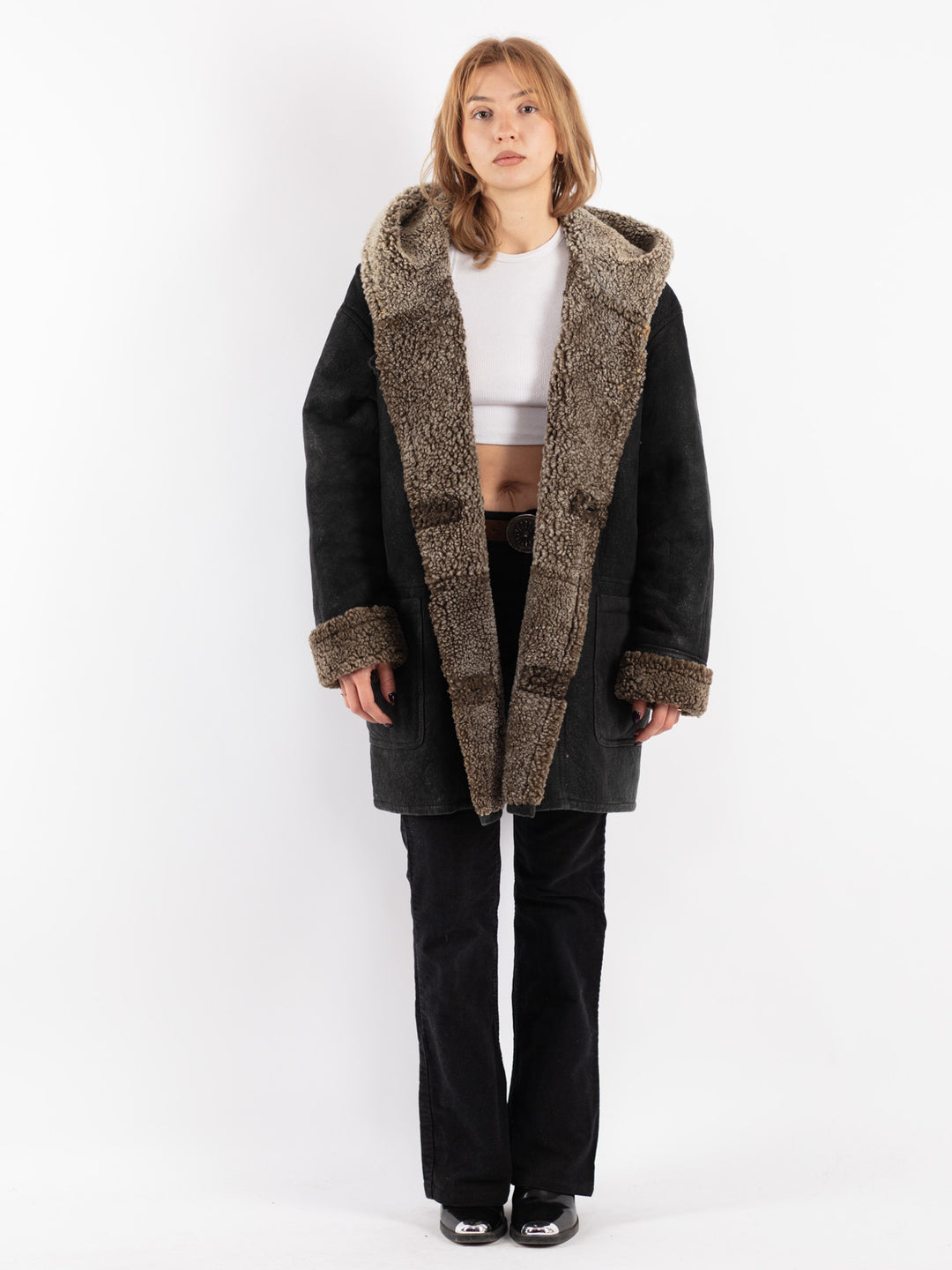 Vintage 90's Women Sheepskin in Black