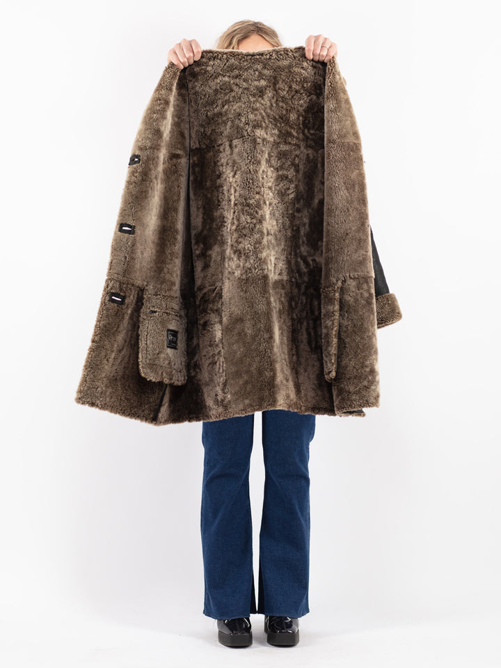 Vintage 90's Women Sheepskin Coat in Black