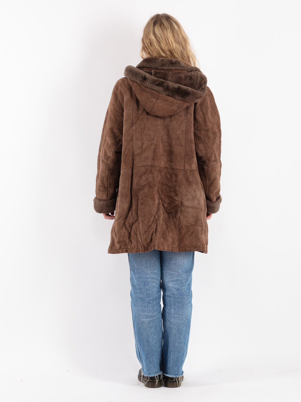 Vintage 90's Women Sheepskin Coat in Brown