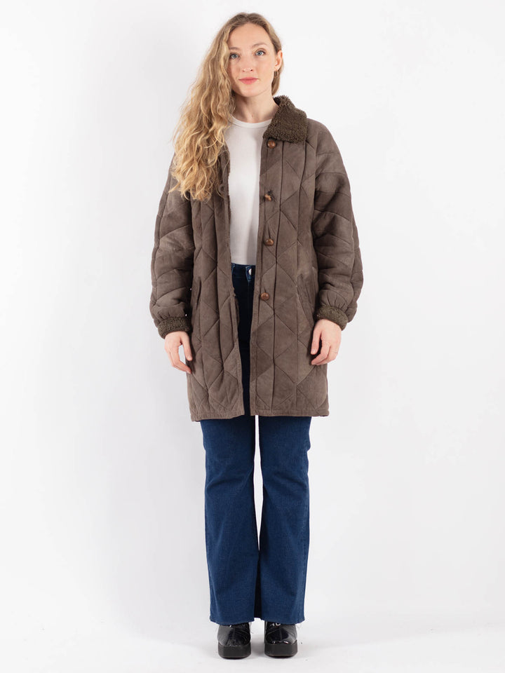 Vintage 90's Women Sheepskin Coat in BrownV9214