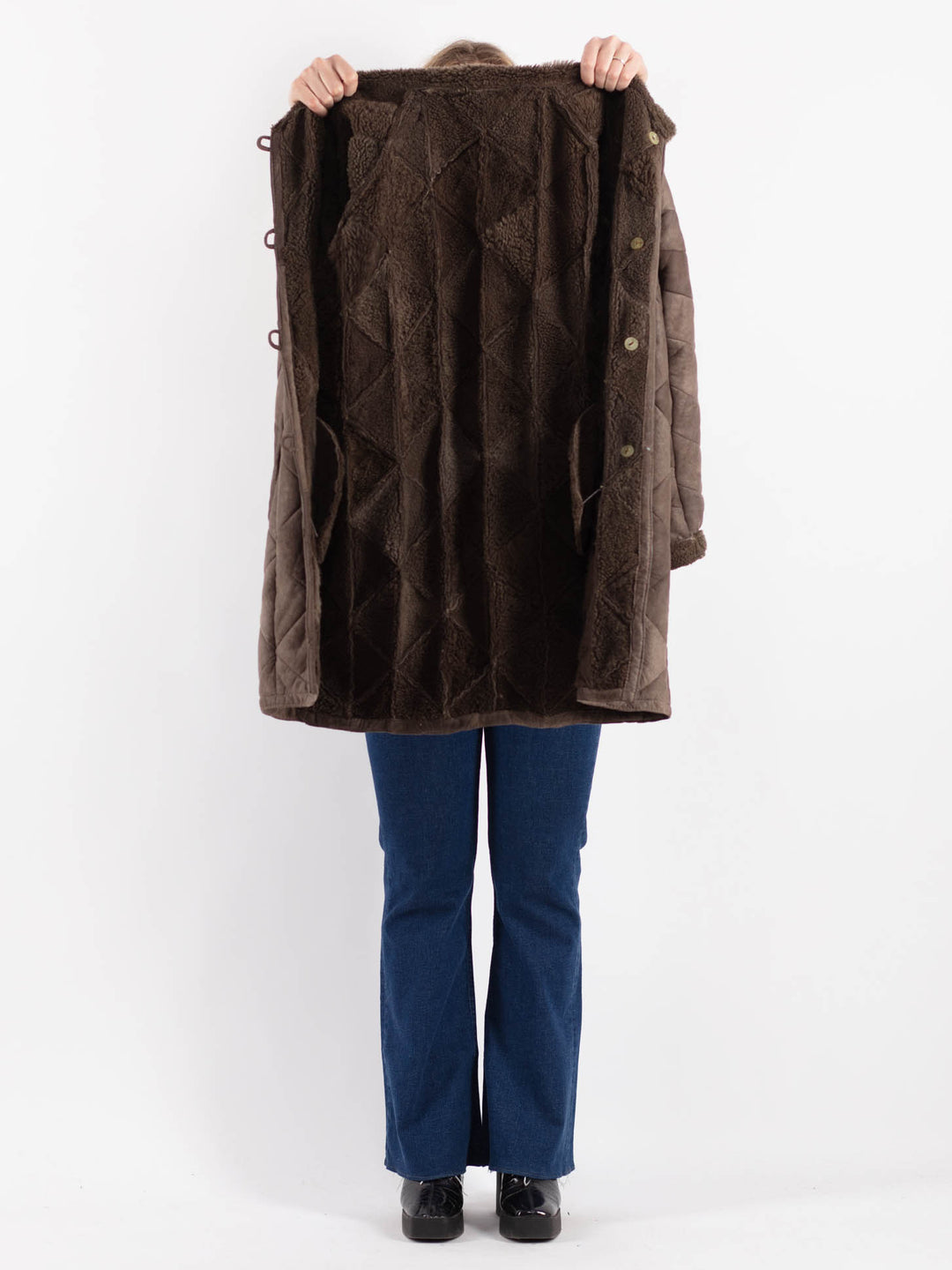 Vintage 90's Women Sheepskin Coat in BrownV9214