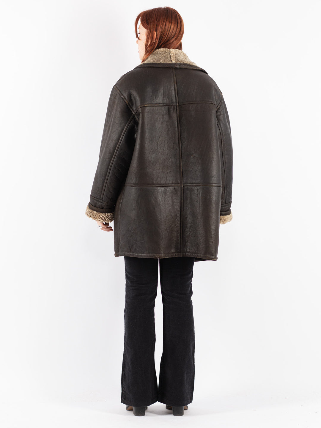 Vintage 90's Women Sheepskin Coat in Brown