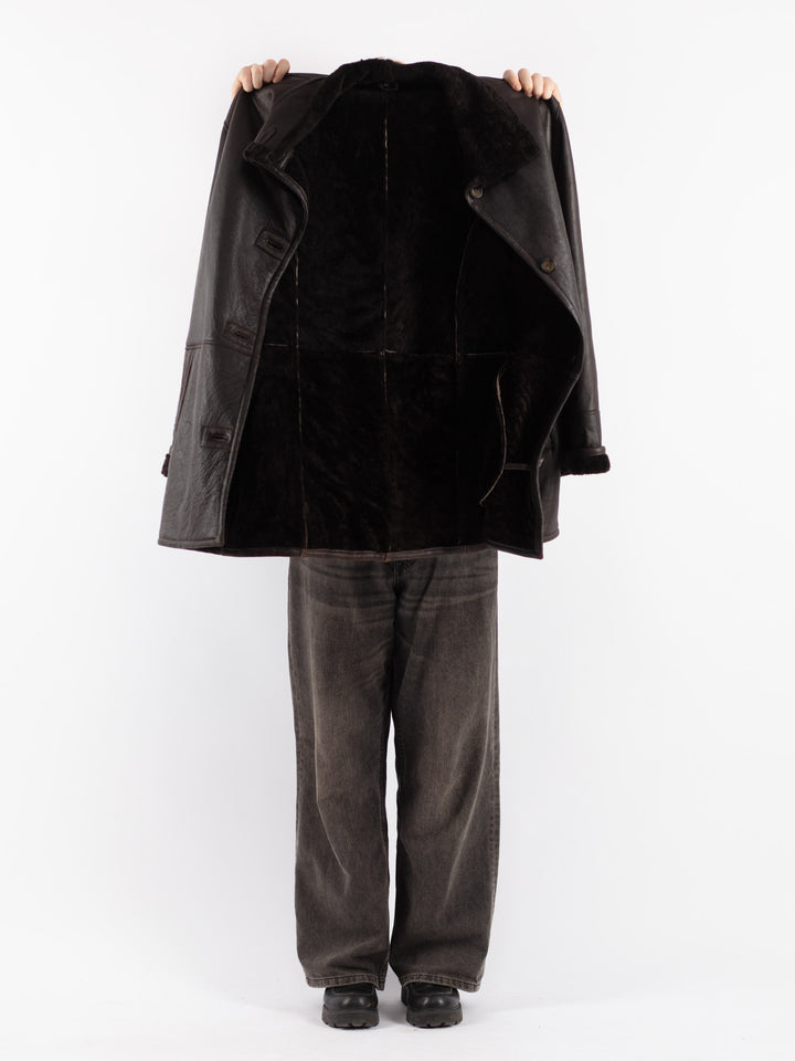 Vintage 90's Women Sheepskin Coat in Brown