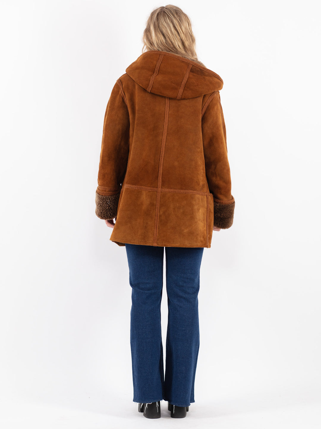 Vintage 90's Women Sheepskin Coat in Brown