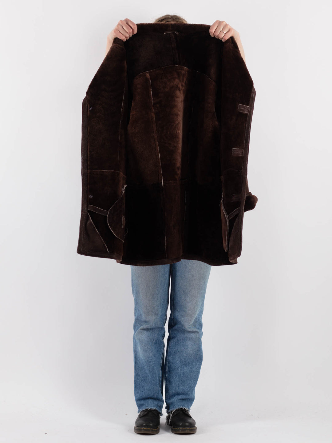 Vintage 90's Women Sheepskin Coat in BrownV9305