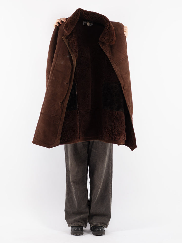 Vintage 90's Women Sheepskin Coat in Brown