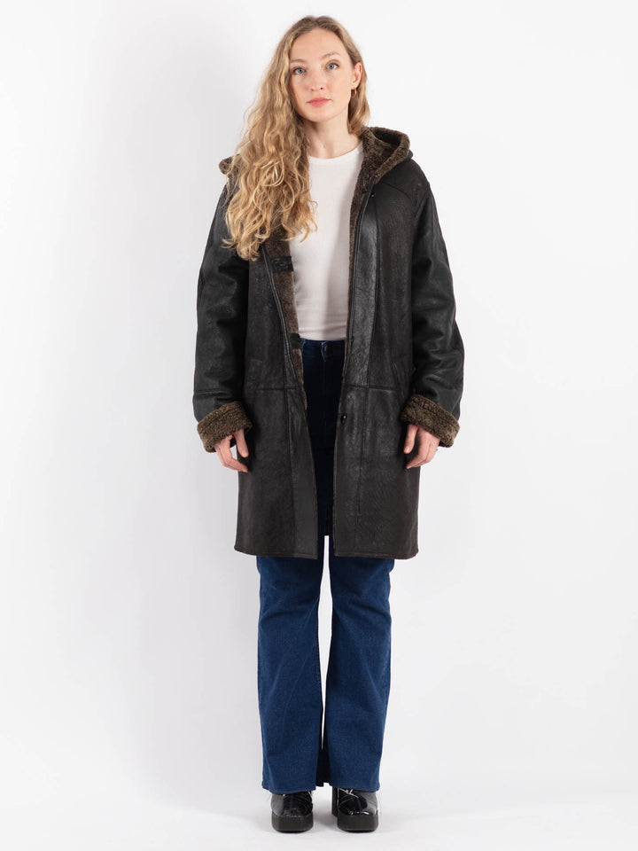 Vintage 90's Women Sheepskin Coat in BlackV9219