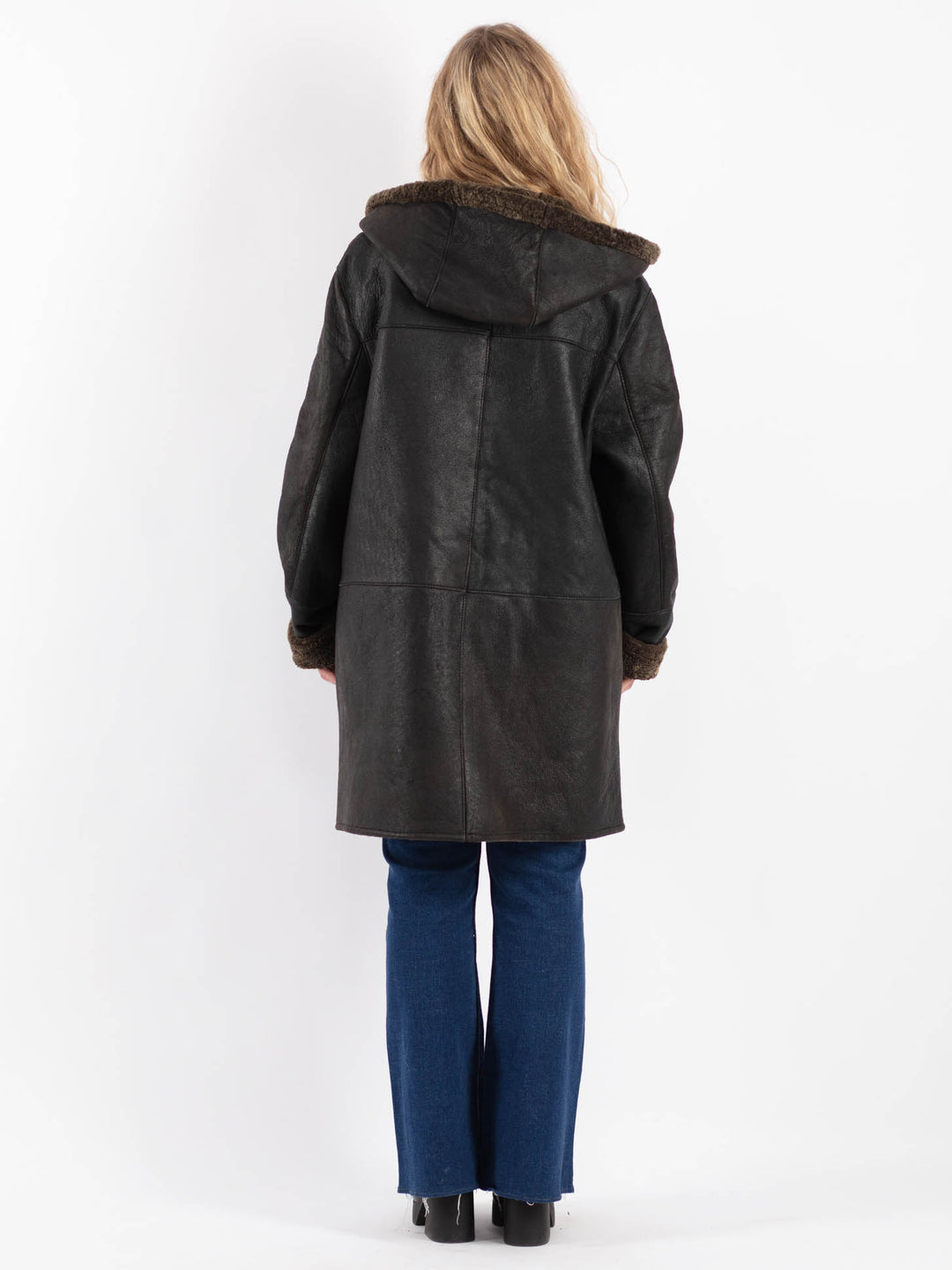 Vintage 90's Women Sheepskin Coat in BlackV9219