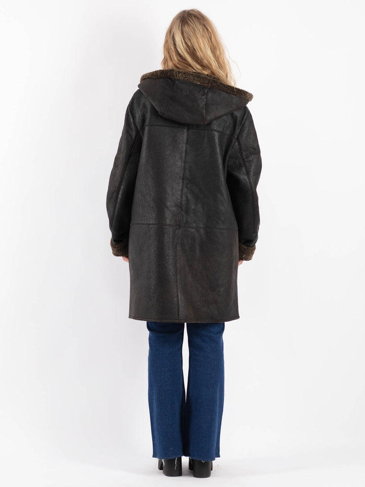 Vintage 90's Women Sheepskin Coat in BlackV9219