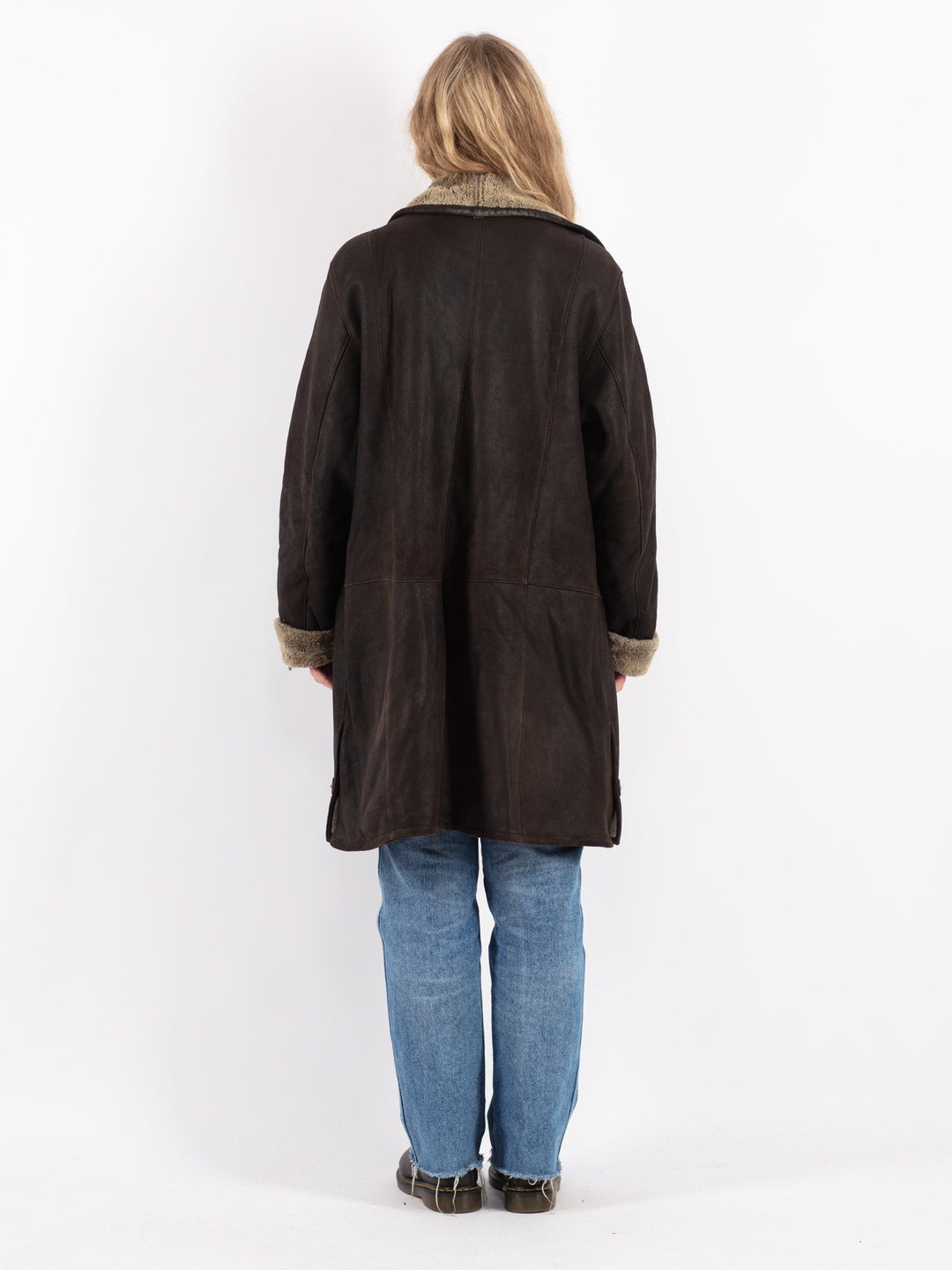 Vintage 90's Women Sheepskin Coat in Brown