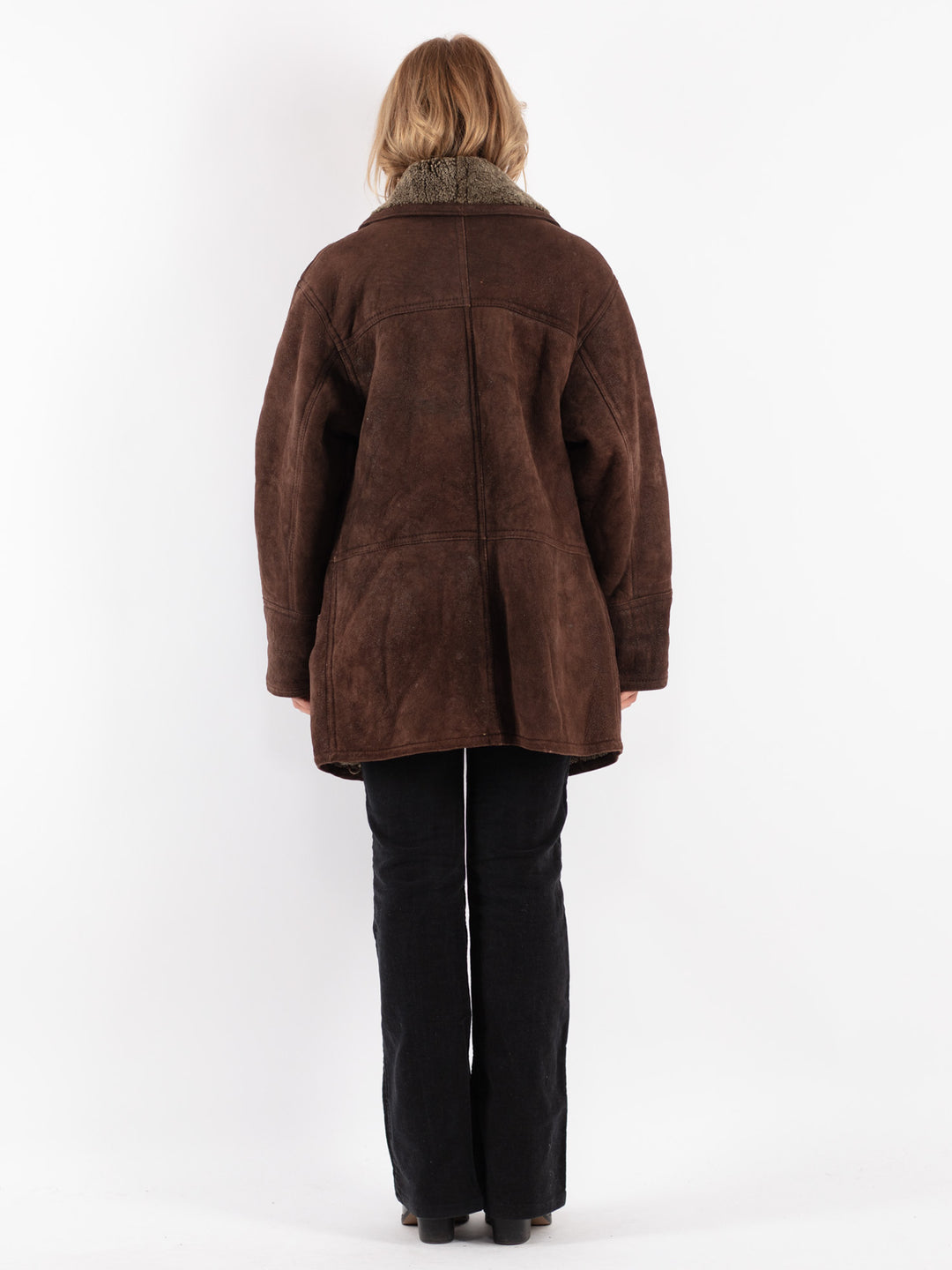 Vintage 90's Women Sheepskin Coat in Brown