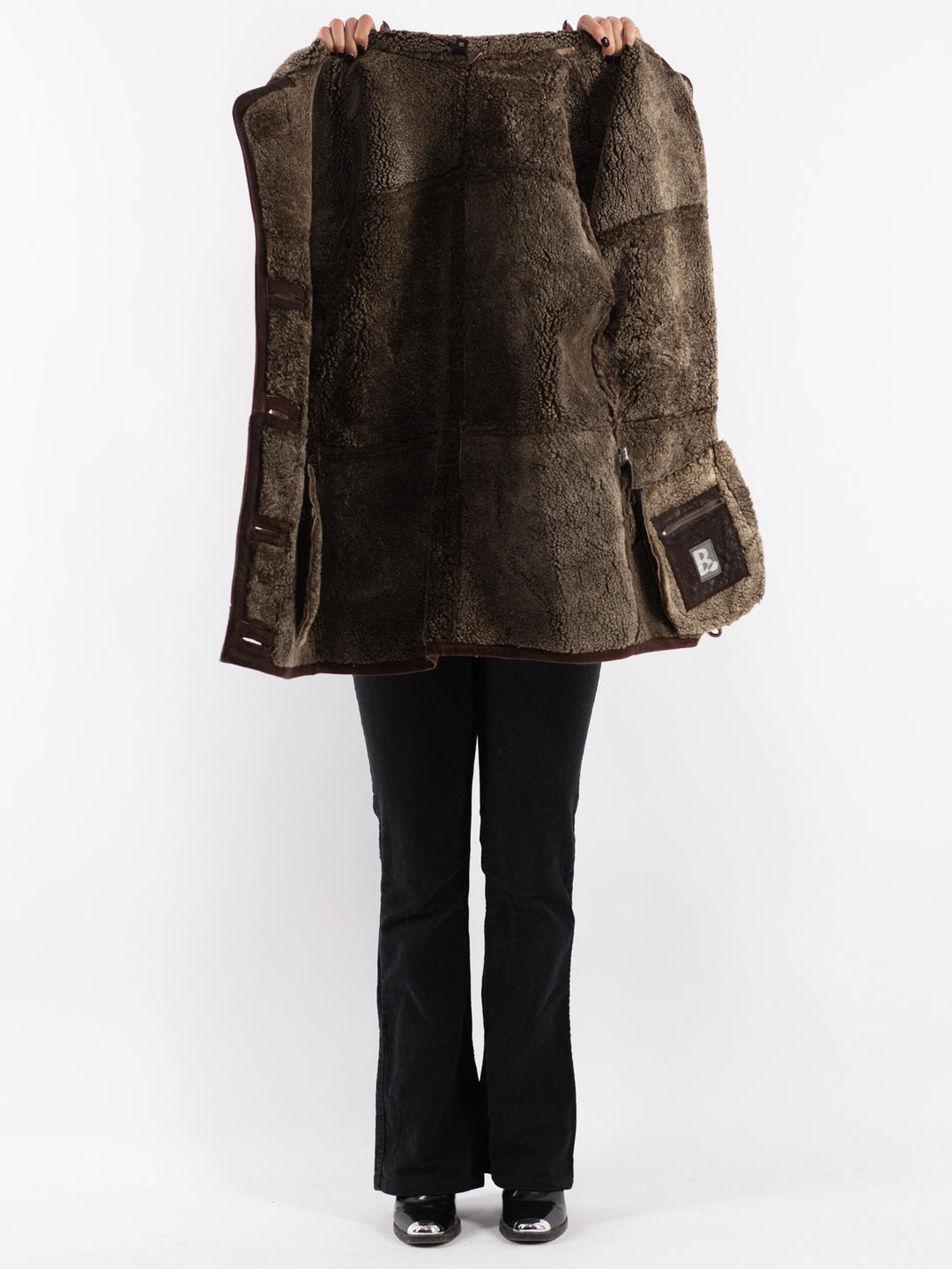 Vintage 90's Women Sheepskin Coat in Brown
