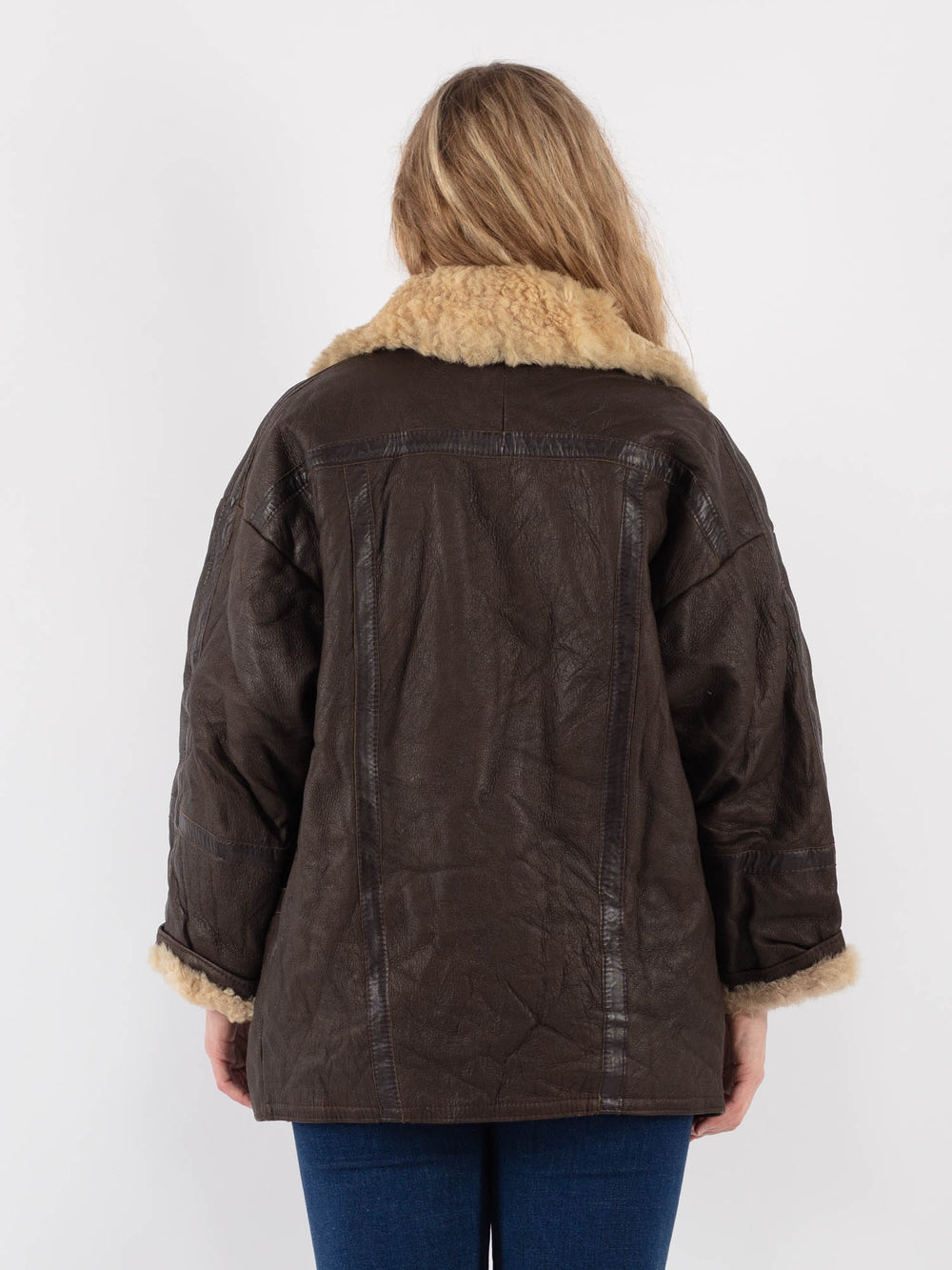Vintage 90's Women Sheepskin Coat in BrownV9433