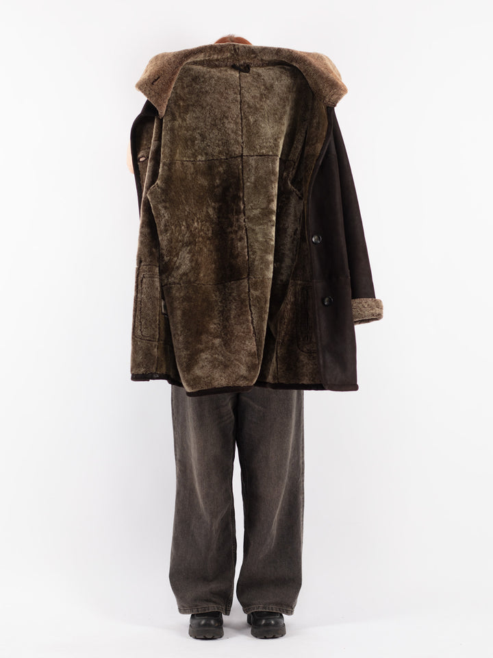 Vintage 90's Women Sheepskin Coat in Brown