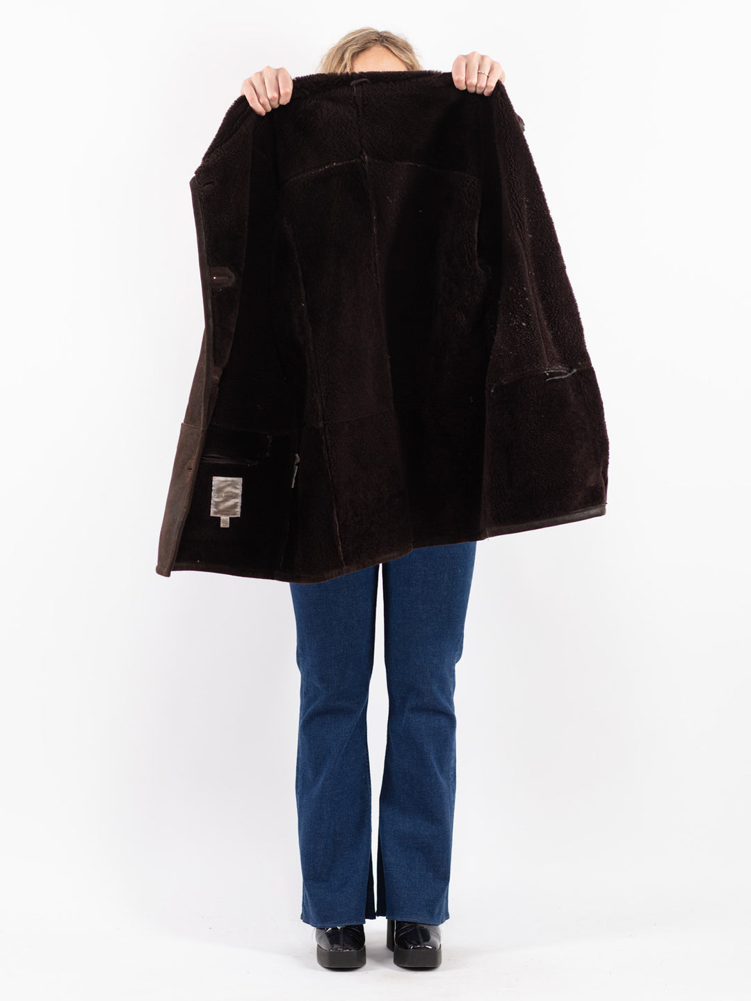 Vintage 90's Women Sheepskin Coat in Brown