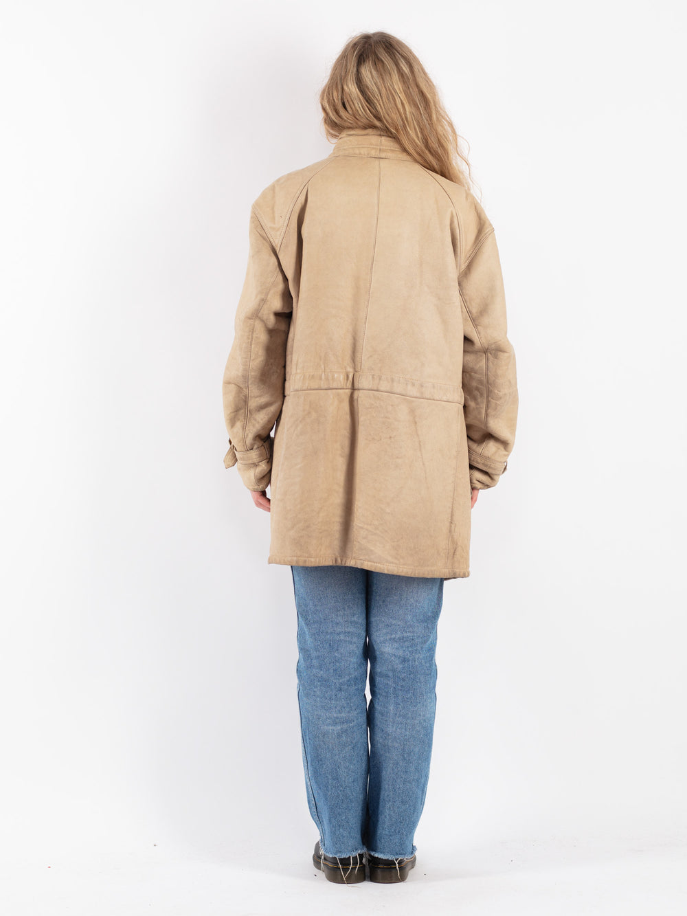 Vintage 90's Women Sheepskin Coat in Beige
