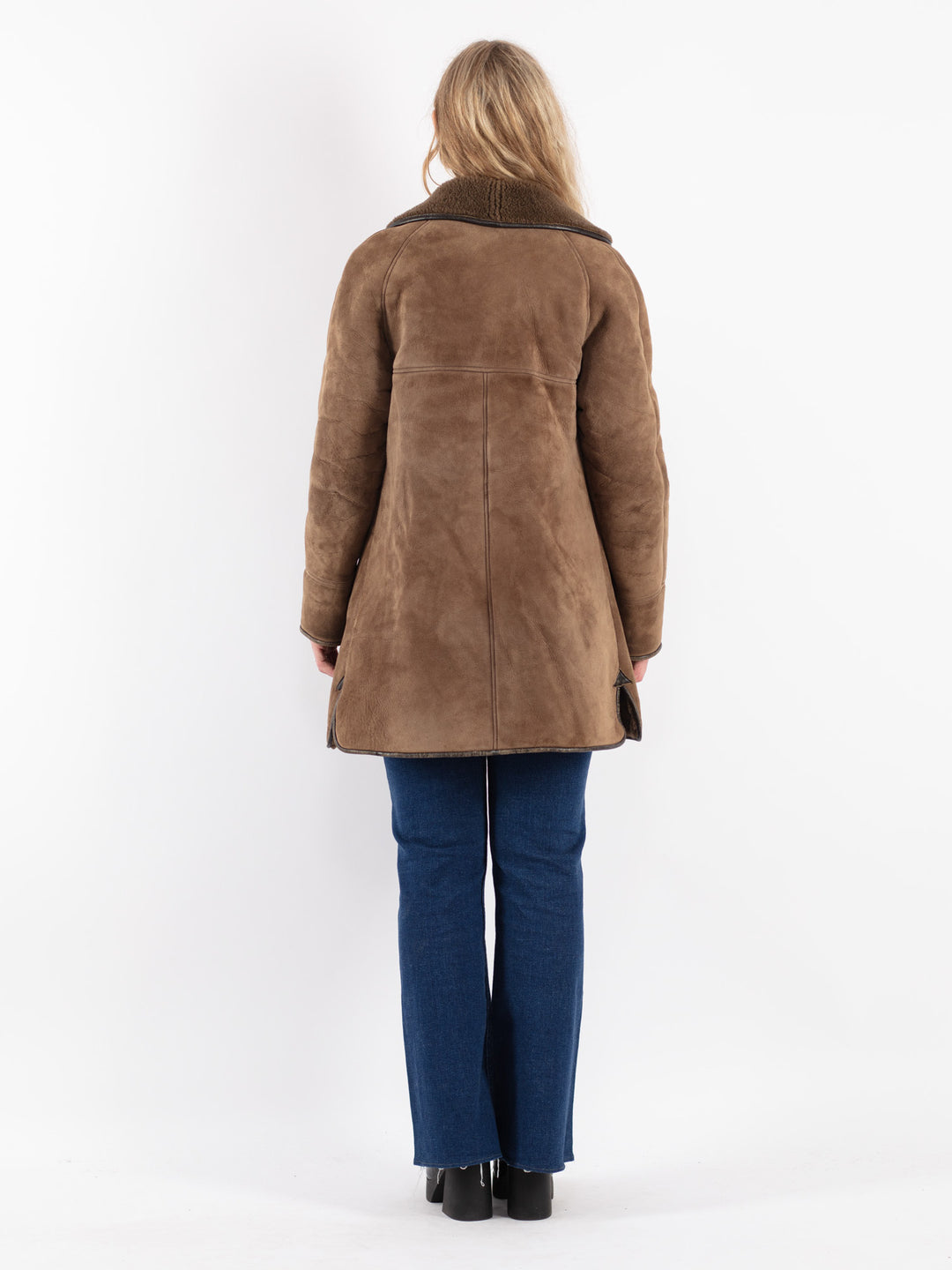 Vintage 80's Women Sheepskin Coat in Beige