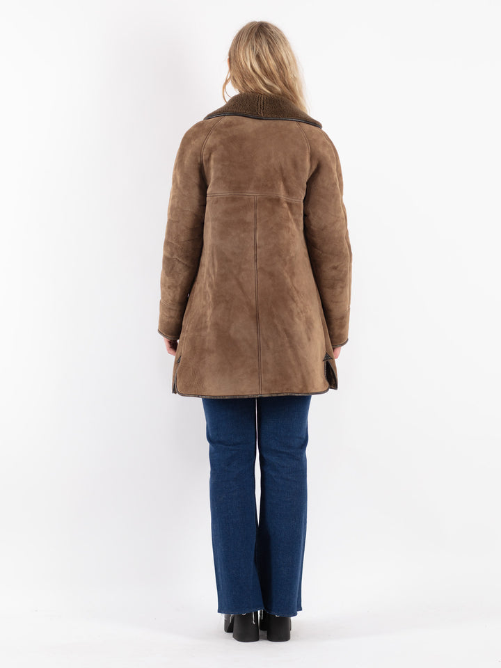Vintage 80's Women Sheepskin Coat in Beige