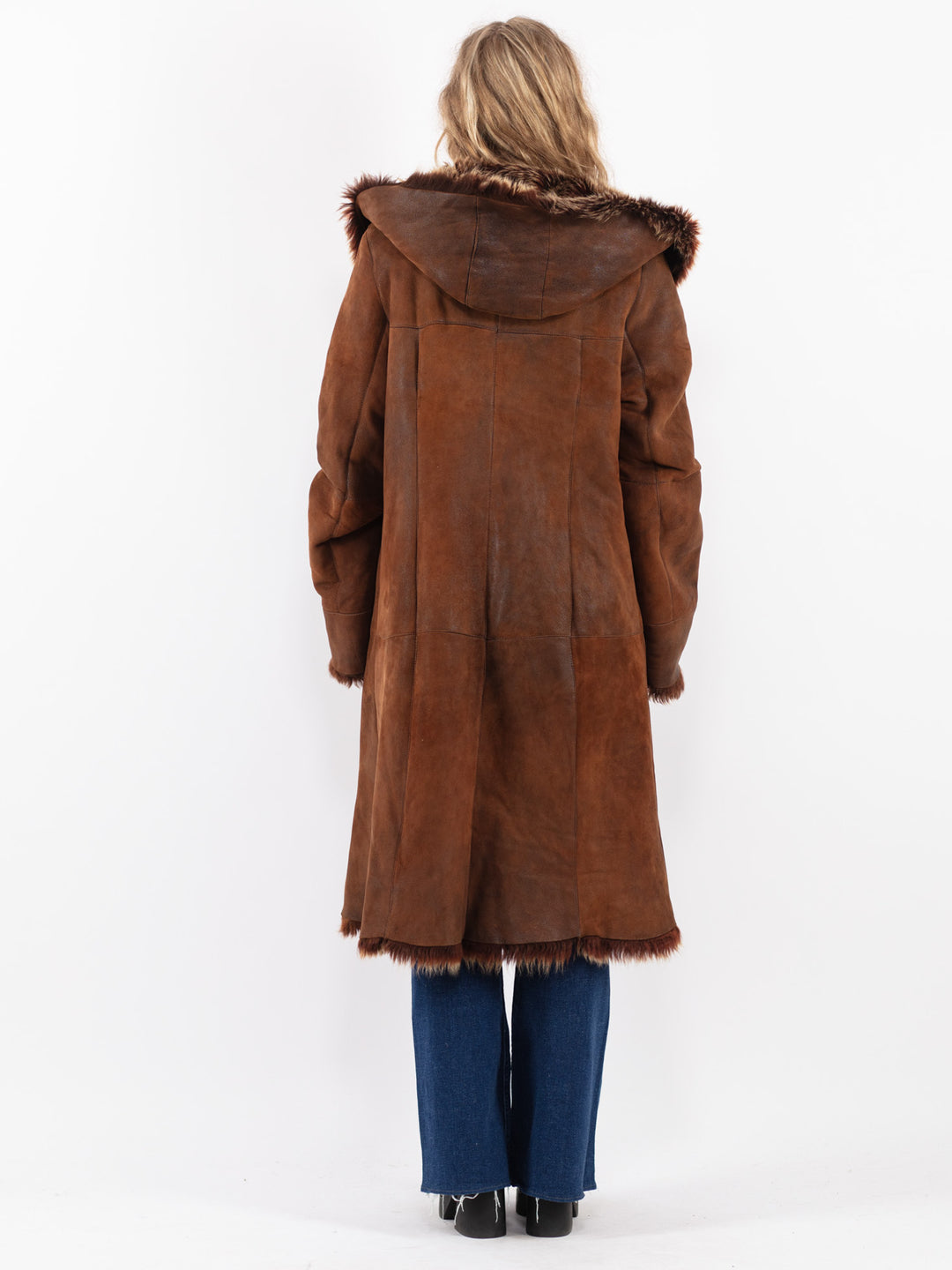 Vintage 90's Women Sheepskin Coat in Brown
