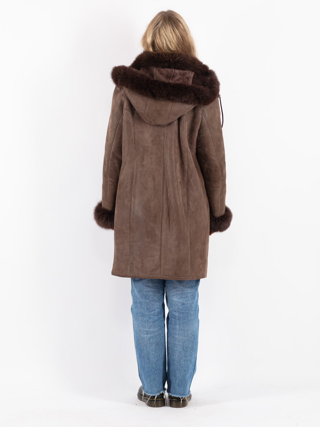 Vintage 90's Women Sheepskin Coat in Brown