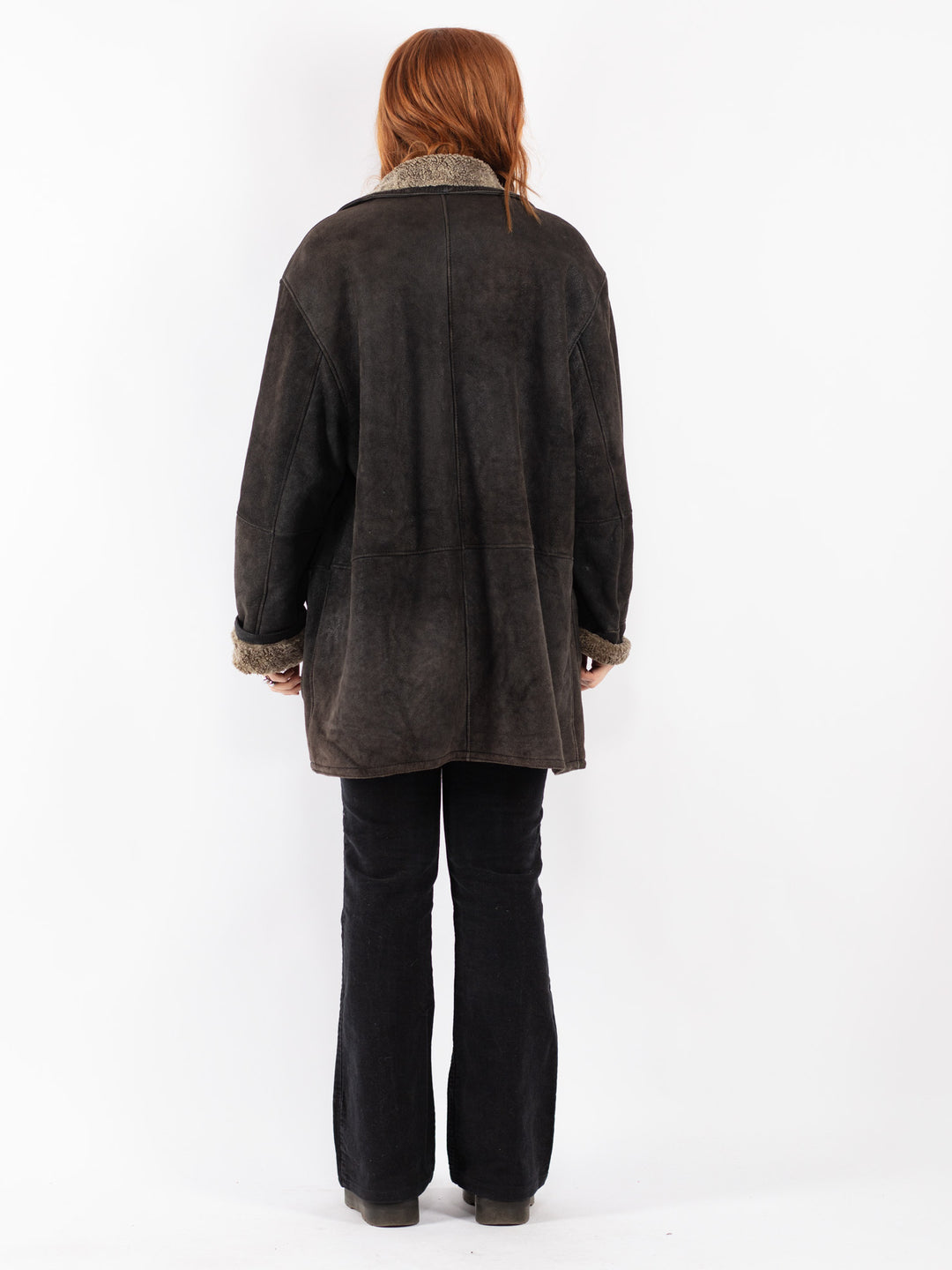 Vintage 90's Women Sheepskin Coat in Black