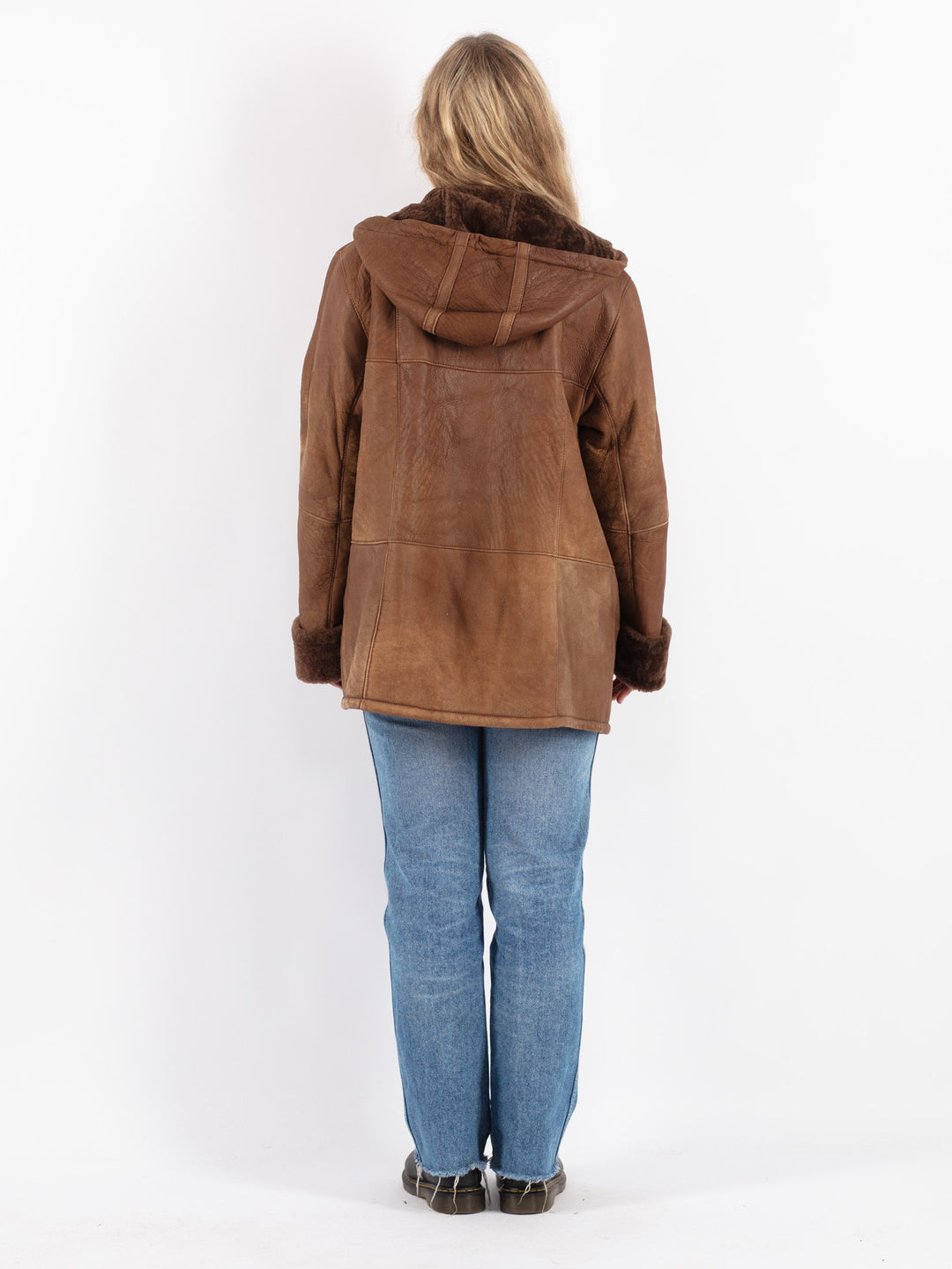 Vintage 90's Women Sheepskin Coat in Brown